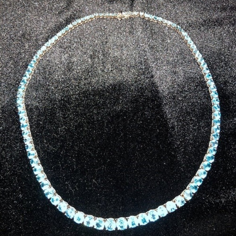 Swiss Blue Topaz Tennis Necklace